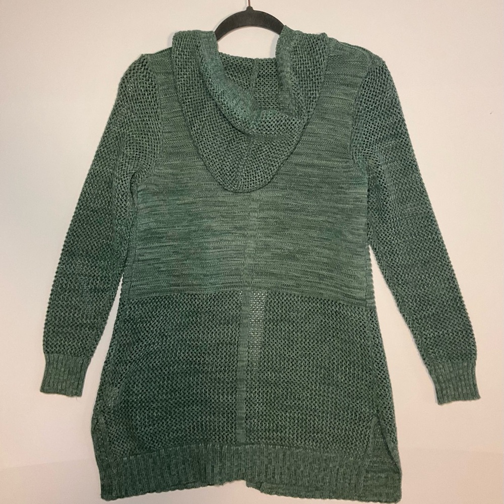 Natural Reflections Green Hoodie Tunic Length Cardigan - Picture 2 of 7